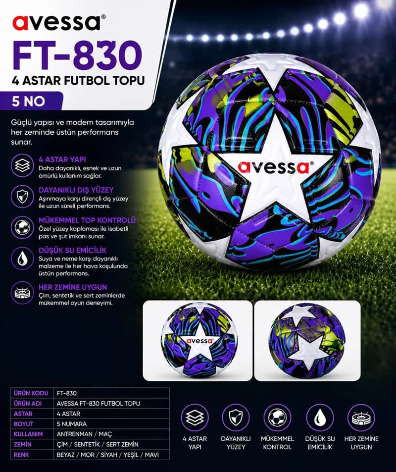 AVESSA FT-830 FUTBOL TOPU 4 ASTAR